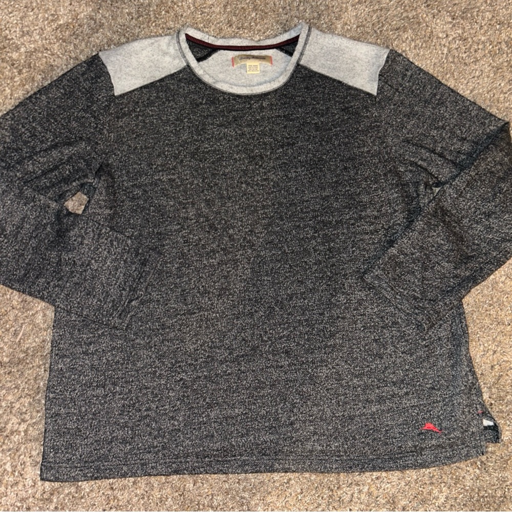 Tommy Bahama Sweater Mens Large Black Gray Pullover Sweatshirt Fleece XXL